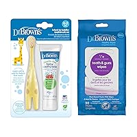 Dr. Brown's Infant Oral Care Bundle: Toothbrush, Toothpaste, and Tooth/Gum Wipes for Baby
