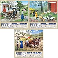 Bits and Pieces - Value Set of (3) 500 Piece Jigsaw Puzzles for Adults - Each Puzzle Measures 18