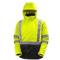 Helly-Hansen Workwear Alta Waterproof High Visibility Shell Jackets for Men with Detachable Hood and Napoleon Pocket; Class 3