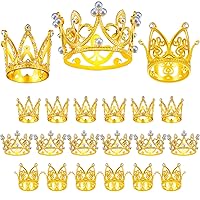 30 Pcs Mini Crown Cake Topper Small Baby Crown Gold Pearl Crown Cupcake Toppers Tiara Cake Topper Queen Crown Princess Flower Bouquets for Birthday Party Girl Wedding Baby Shower Cake Decoration