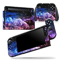 Compatible with Nintendo Switch Console + Joy-Con - Skin Decal Protective Scratch-Resistant Removable Vinyl Wrap Cover - Purple Blue and Pink Cloud Galaxy