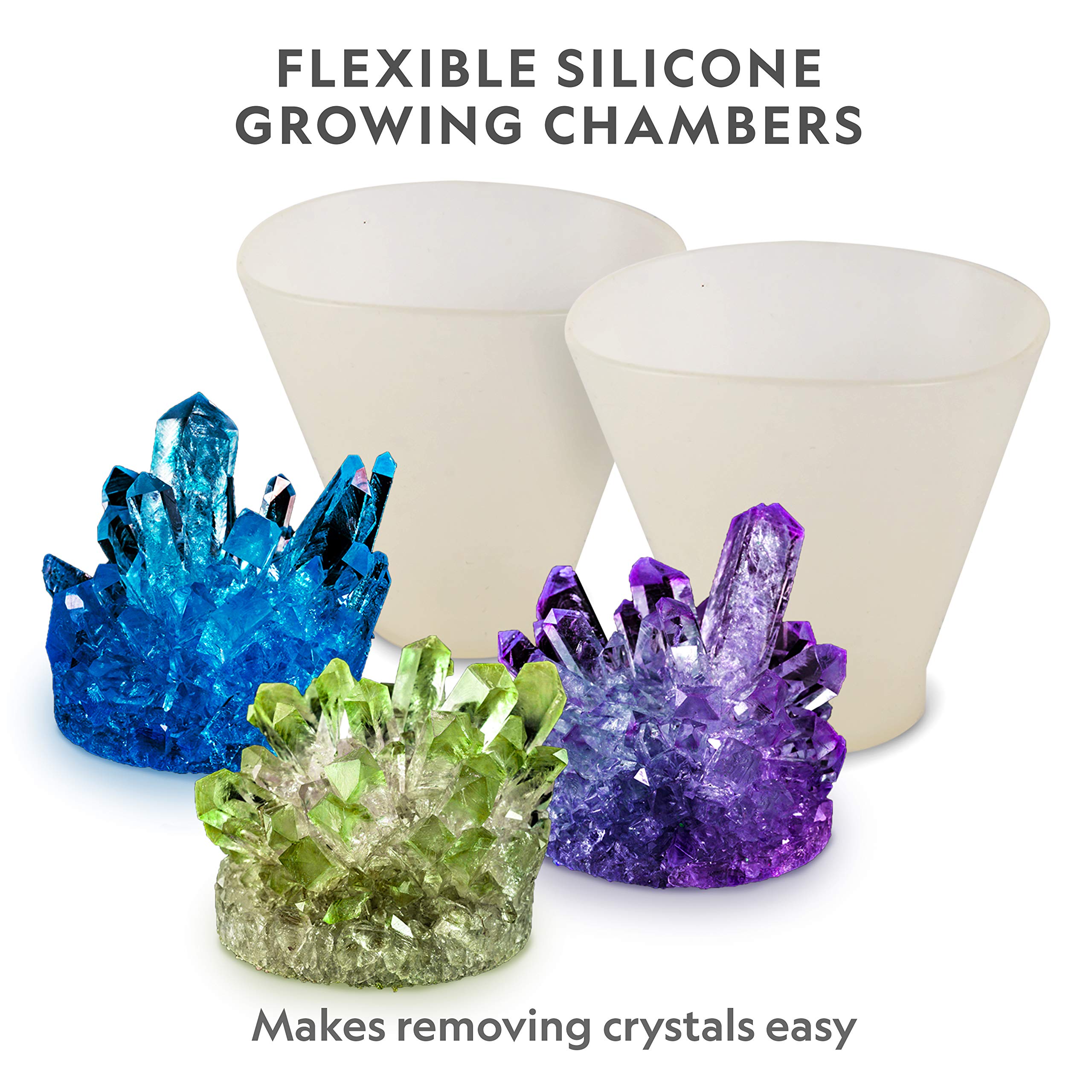 NATIONAL GEOGRAPHIC Mega Crystal Growing Kit for Kids- Grow 8 Vibrant Crystals Fast (3-4 Days), with Light-Up Display Stand and Real Gemstones, Crystal Making Science Kit (Amazon Exclusive)