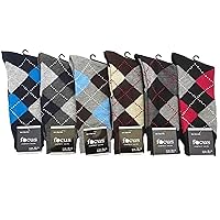 12 Pairs Men's Dress Socks Argyle Diamond Pattern Multi Color Assorted Size 9-11