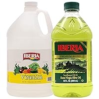 Iberia All Natural Distilled White Vinegar, 1 Gallon - 5% Acidity + Iberia Premium Blend, Sunflower Oil & Extra Virgin Olive Oil, 68 Fl Oz