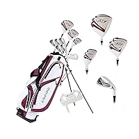 X1 Ladies Women’s Complete Golf Club Set Includes Driver, Fairway, Hybrid, 6-PW Irons, Putter, Stand Bag, 3 H/C's Purple, Regular or Petite Size, Women’s Golf Club Set