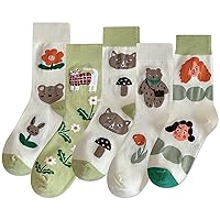 IIG Women's Fashion Cute Cotton Socks Novelty Funny Above Ankle Crew Socks Holiday Gifts for Women 4/5 Pairs
