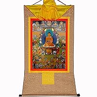 Gandhanra Tantric Tibetan Buddhist Thangka Wall Hanging,The Eighteen Arhats(18 Luohan),Hot Stamping Brocade Buddhist Tapestry for Zen Home Decor Meditation