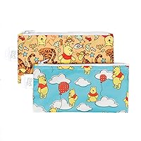 Bumkins Disney Reusable Snack Bags, for Kids School Lunch and for Adults Portion, Washable Fabric, Waterproof Cloth Zip Bag, Supplies Travel Pouch, Food-Safe Storage, 2-pk Winnie the Pooh
