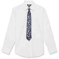 Boys' Holiday Long Sleeve Button-Down Collared Dress Shirt with Tie