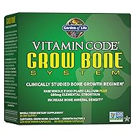 Calcium Supplement - Vitamin Code Grow Bone Made with Whole Foods, Strontium, Magnesium, K2 MK7, Vitamin D3 & C Plus Probiotics for Gut Health, 30 Day Supply