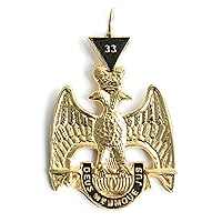 33rd Degree Scottish Rite Collar Jewel - Wings Up Gold & Black Plated