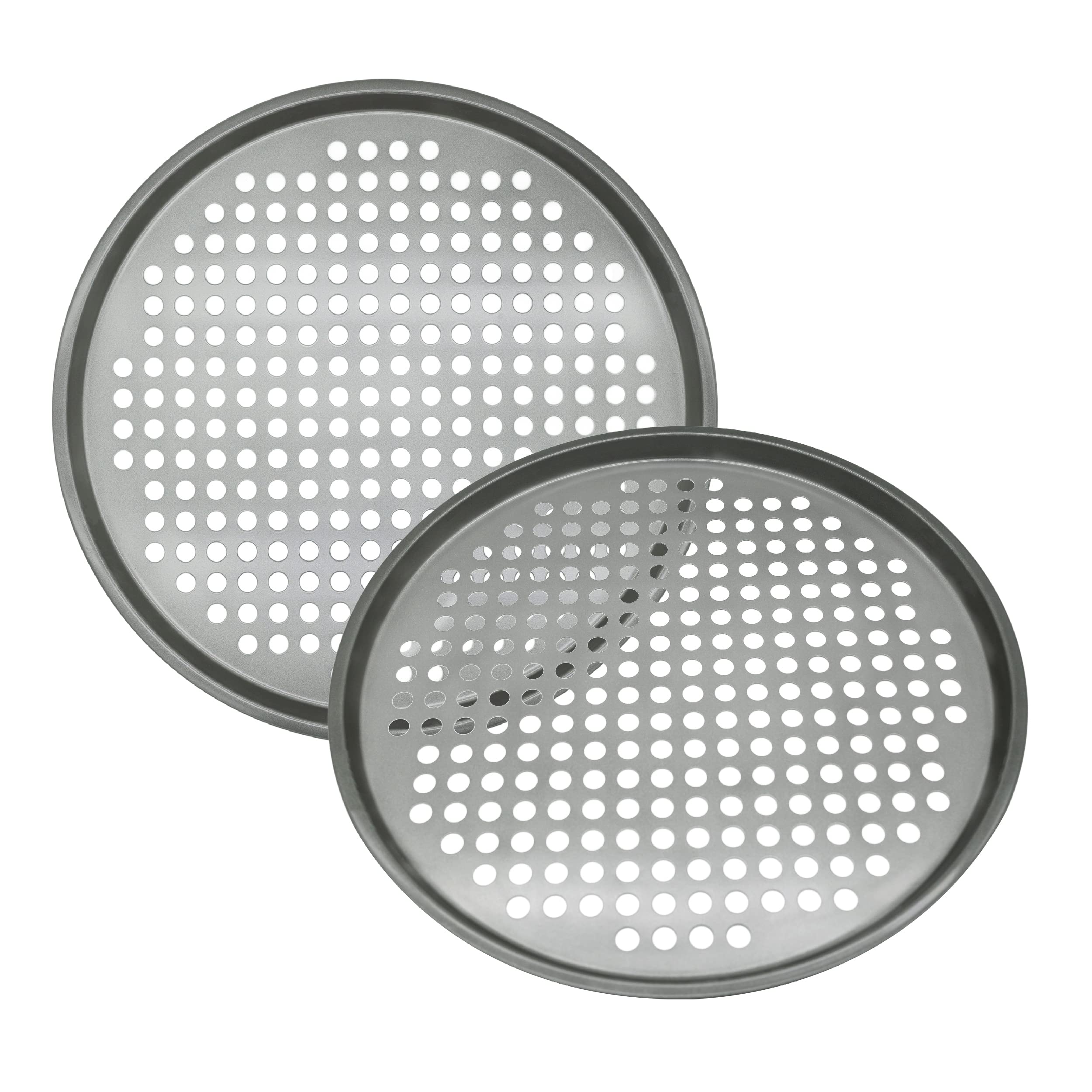 Maxi Small Pizza Pan w/Holes, Non-Stick, Scratch Resistant, Pizza Pan Set of 2, Made with Steel & Aluminum for Crispy Crust, Round Pizza Pan for Oven,13 Inch Baking Steel Pizza Pan Tray