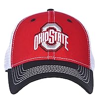Ohio State Buckeyes Cap Adjustable Mesh Back Tri-Color Hat, Red White Black, 0-8