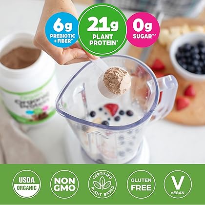 Orgain Organic Vegan Protein Powder, Creamy Chocolate Fudge - 21g Plant Based Protein, Gluten Free, Dairy Free, Lactose Free, Soy Free, No Sugar Added, Kosher, For Smoothies & Shakes - 2.03lb