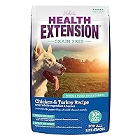 Health Extension Grain Free Formula, Dog Food, Chicken and Turkey with Whole Vegetables and Berries, 10-Pound