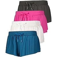 Real Essentials 4 Pack: Girls 2-in-1 Flowy Shorts with Spandex Liner Youth Butterfly Skirts - Athletic Dance (Ages 4-18)