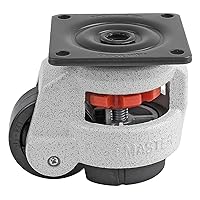 FOOT MASTER GD-60-F-NYN Leveling Caster, 50 mm Nylon 66 Wheel, Iconic Ivory, Height Adjustable Foot Pad, Plate Mounted Swivel Caster, 280 kg Load Rating, Medium