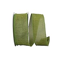 Reliant Ribbon 92573W-043-40K Everyday Linen Value Wired Edge Ribbon, 2-1/2 Inch X 50 Yards, Moss