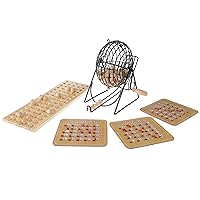 Hey! Play! Deluxe Bingo Game with Metal Ball Spinner, Wooden Bingo Balls, Wood Master Board, and Different Shutter Bingo Cards for Up to 8 Players