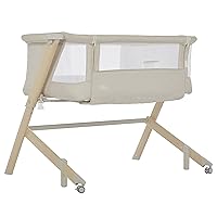 Stellar Bassinet and Bedside Sleeper, Easy to Fold and Carry, Lightweight and Portable Baby Bassinet, Height Adjustable, Mattress Pad Included, Beige