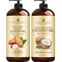 Sweet Almond Oil and Fractionated Coconut Oil – 100% Pure and Natural Oils – Premium Therapeutic Grade Carrier Oil for Aromatherapy, Massage, Moisturizing Skin and Hair – 16 fl. Oz