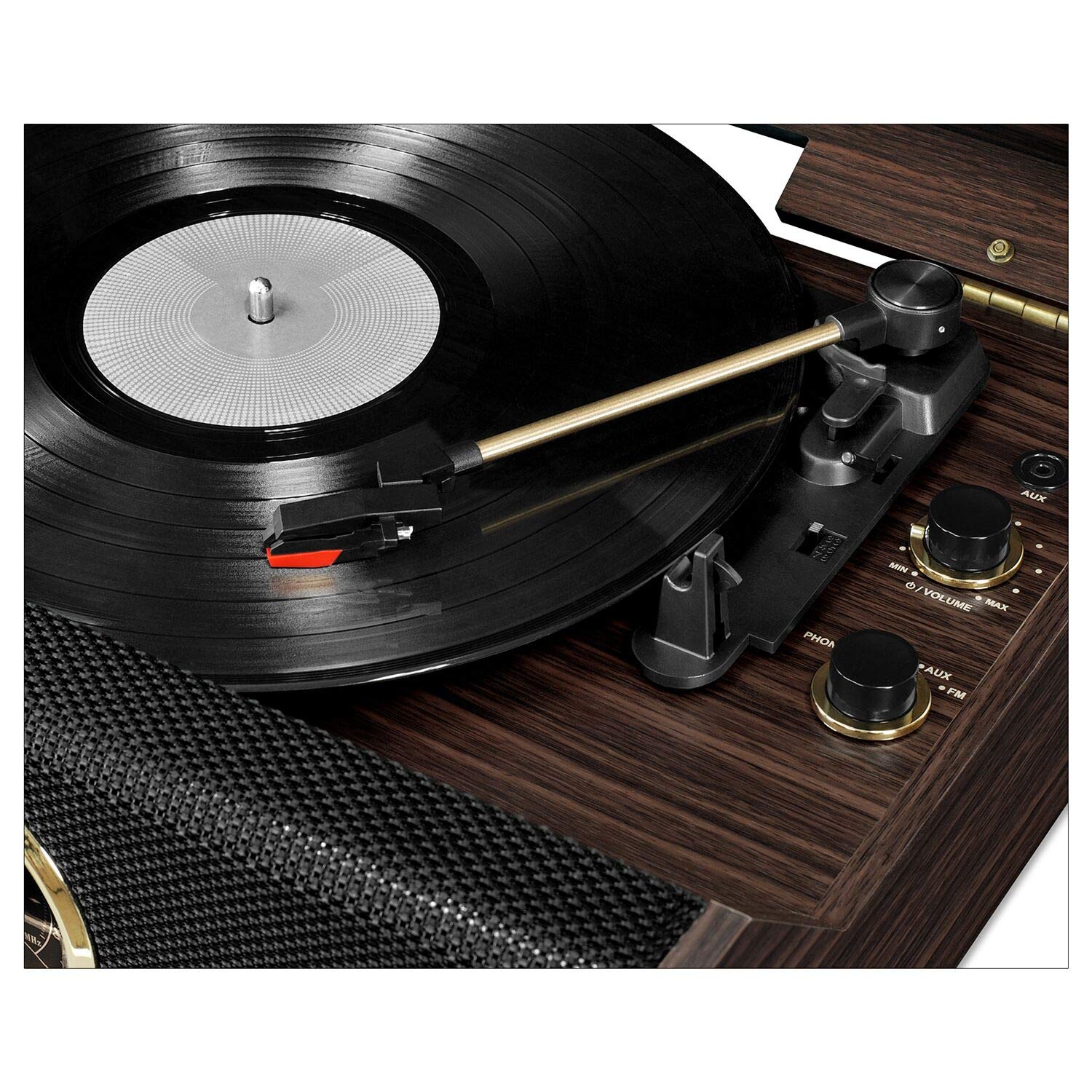 Victrola's 4-in-1 Highland Bluetooth Record Player with 3-Speed Turntable with FM Radio, Espresso (VTA-330B-ESP)