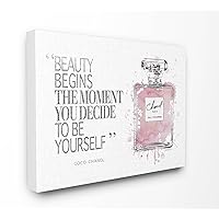 Stupell Industries Beauty Begins Fashion Perfume Stretched Canvas Wall Art, 16 x 20, Multicolor
