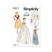 Simplicity Misses' Vintage 1950's One Piece Dresses and Jacket Sewing Pattern Kit, Design Code S9819, Sizes 18-20-22-24-26, Multicolor
