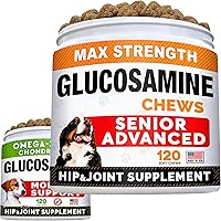 Senior Advanced Glucosamine Joint Supplement + Glucosamine Treats for Dogs Bundle - Hip & Joint Pain Relief + Advanced Mobility - Omega-3 Fish Oil, Chondroitin, MSM - Small + Large Breeds - 240 Chews