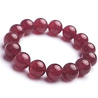 15mm Genuine Gemstone Bracelet Natural Strawberry Quartz Crystal Bead Jewelry