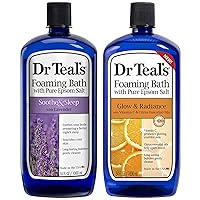 Dr. Teal's Foaming Bath Variety Gift Set (2 Pack, 34oz Ea.) - Soothe & Sleep Lavender, Glow & Radiance Vitamin C and Citrus - Essential Oils Blended with Pure Epsom Salt Relieve Pain & Daily Stress