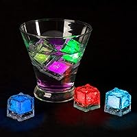 Set of 12 Light Up Ice Cubes for Drinks - Water-Activated, Color-Changing, Food-Grade LED Cube Lights - Adult Party Favors by Lavish Home (Multicolor)