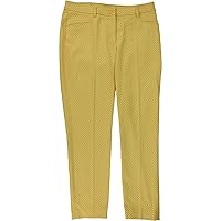 Anne Klein Womens Dot Casual Trouser Pants, Yellow, 4