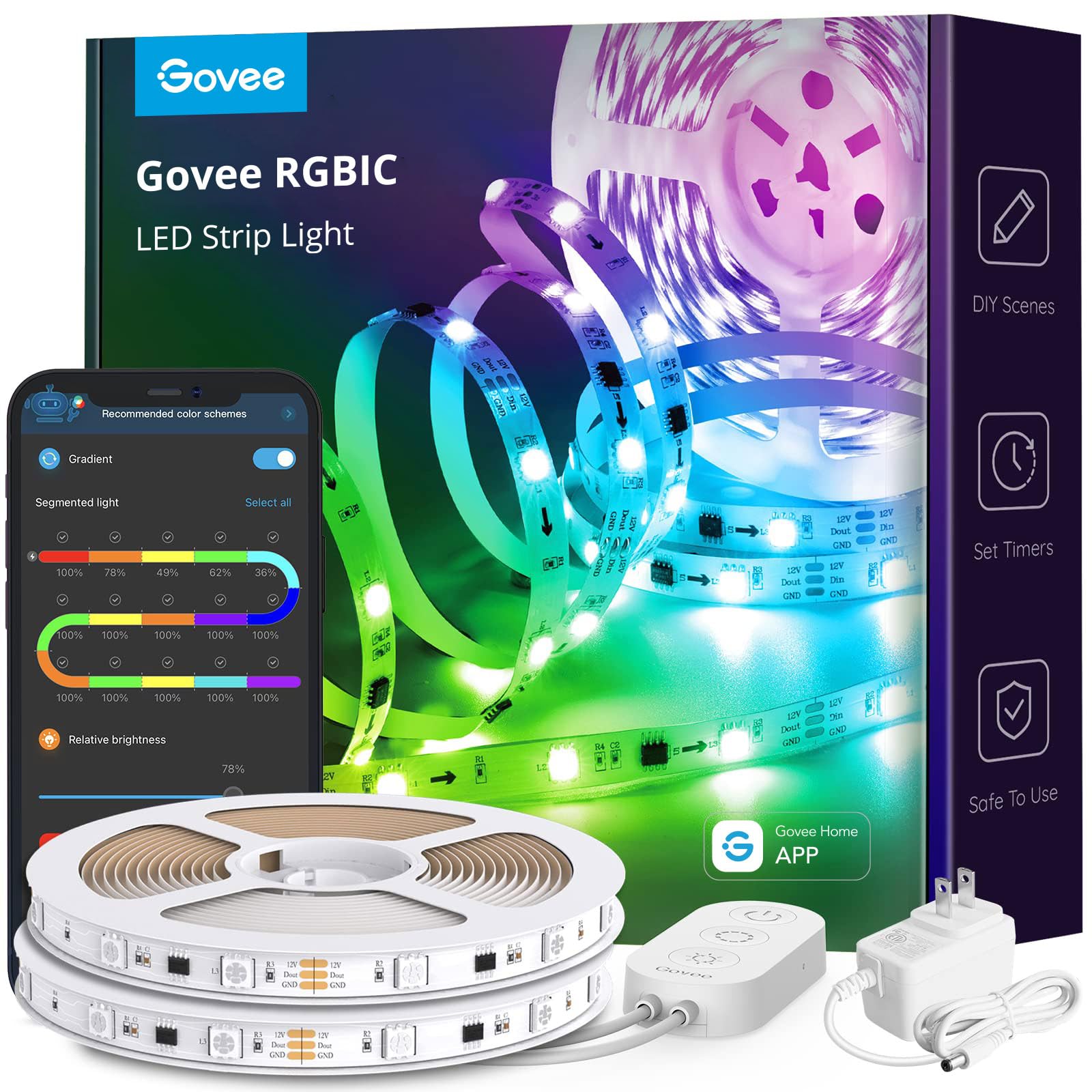 Mua Govee 32.8ft LED Strip Lights RGBIC App Control, Smart LED ...