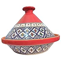 Tagine Hand Made,Painted Ceramic by Artist Slama made for MAGO OF CARTHAGE traditional Design of the Mediterranean island Djerba.
