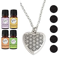 mEssentials Heart Aromatherapy Essential Oil & Diffuser Necklace Gift Set Stainless Steel Gift Set