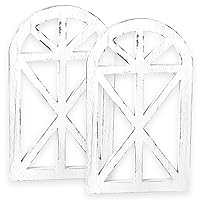 Ilyapa Rustic Window Frame Wall Decor Set of 2 - Wood Weathered White Cathedral Arch Frames 10x17, Farmhouse Style Country Decorations for Bedroom, Living Room, Kitchen, Entryway, Bedroom & Bathroom
