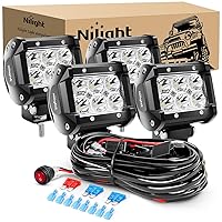 Nilight 4PCS 4 Inch 18W Spot Led Light Bars LED Work Lights Led Fog Lights Off Road Driving Lights with Off Road Wiring Harness, 2 Years Warranty (ZH036)