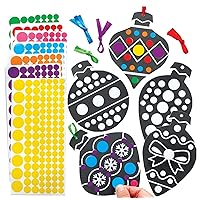 Baker Ross FE988 Christmas Bauble Sticker Craft Decorations - Pack of 12, No Mess Dotty Crafts for Kids to Decorate and Gift, Festive Arts and Crafts, Xmas Activities