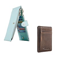Travelambo Womens Multi Card Case Wallet & Front Pocket Minimalist Leather Slim Wallet