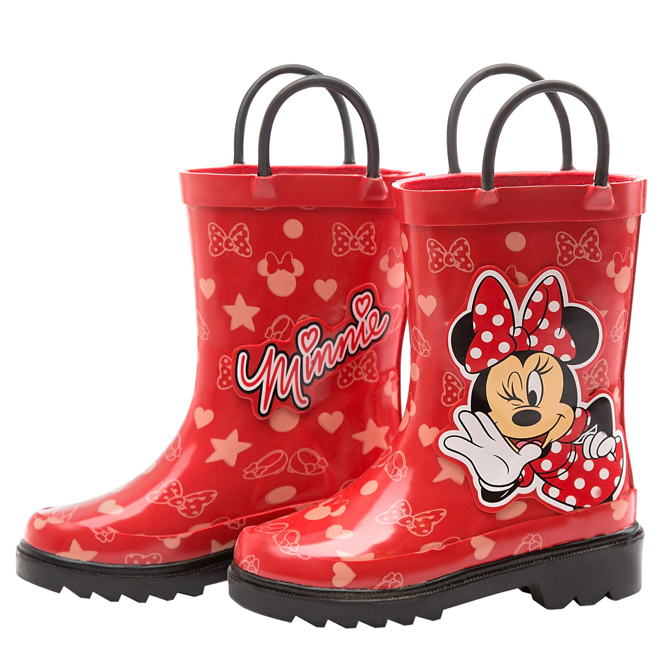 Disney Minnie Mouse and Mickey Mouse Rubber Rainboots - Waterproof - Easy-on - Toddler and Little Kids Sizes - Boys, Girls