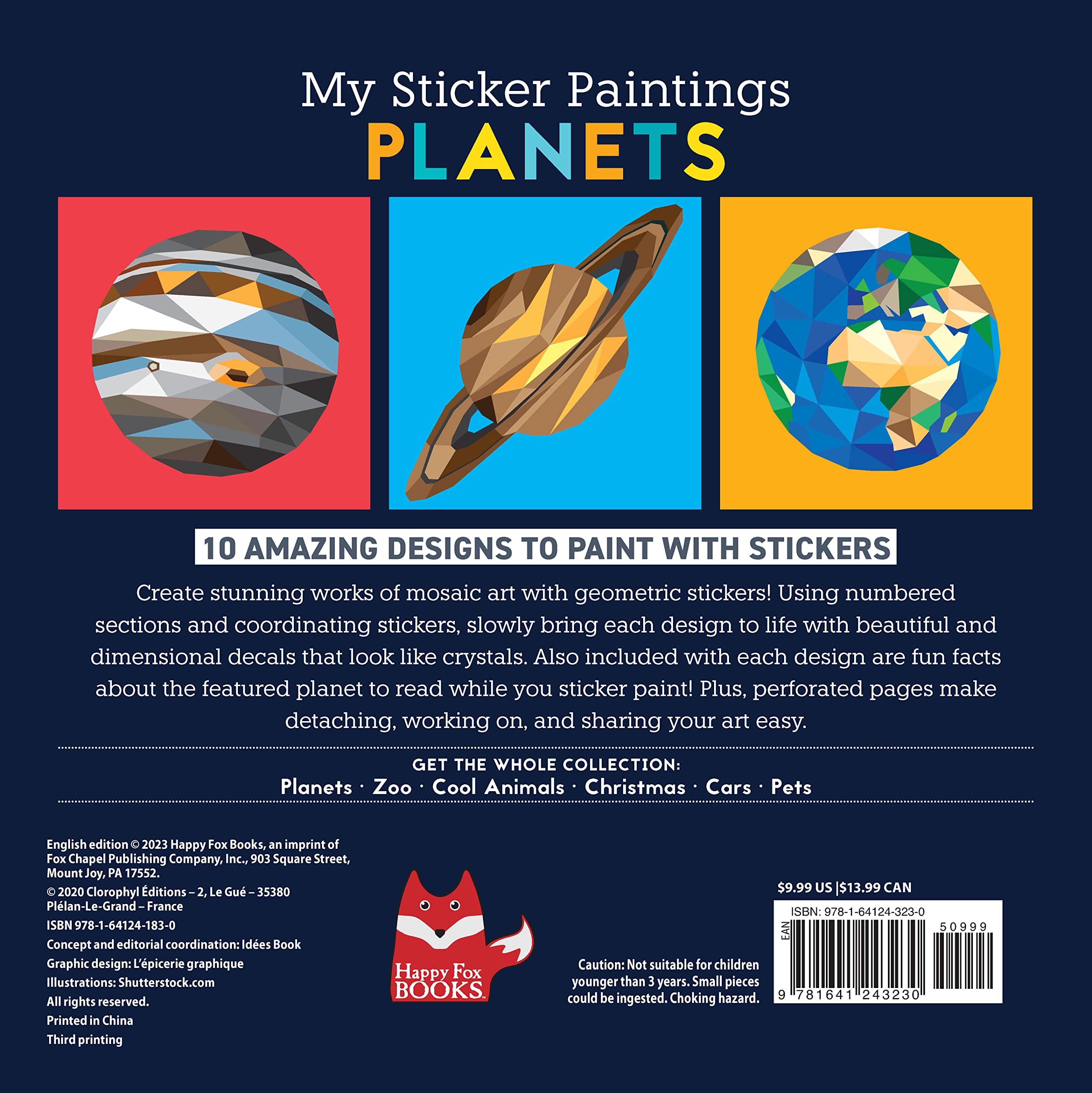 My Sticker Paintings: Planets: 10 Magnificent Paintings (Happy Fox Books) Paint by Sticker for Kids 6-10 - The Solar System from the Sun to Neptune, with 30-90 Removable, Reusable Stickers per Design