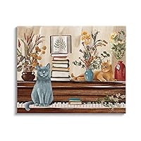 Stupell Industries Cats & Books on Piano Canvas Wall Art by Raquel Maciel
