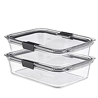 Rubbermaid 2118315 Brilliance Glass Storage 8-Cup Food Containers with Lids