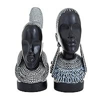 Deco 79 Polystone Woman Decorative Sculpture African Home Decor Statues, Set of 2 Accent Figurines 5
