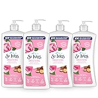 Smoothing Hand & Body Lotion for Women with Pump, Daily Moisturizer Rose and Argan Oil for Dry Skin, Made with 100% Natural Moisturizers, 21 fl oz, 4 Pack