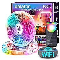 Smart WiFi Led Lights 100ft (2 Rolls of 50ft), Work with Alexa Google Assistant, Voice Remote Control Led Strip Lights, RGB Color Tuya App Music Sync, 5050 Led Lights for Bedroom Valentine