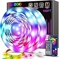 100ft Led Lights for Bedroom(2 Rolls of 50ft), Smart RGB Led Strip Lights with 44-Key Remote & APP Control Music Sync with Color Changing for Home Party Festival Decoration