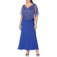 J Kara Women's Geometrical Beaded V-Neck Capelet Dress