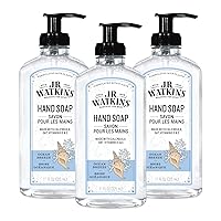 J.R. Watkins Gel Hand Soap With Dispenser, Moisturizing Hand Wash, All Natural, Alcohol-Free, Cruelty-Free, USA Made, Ocean Breeze, 11 Fl Oz, 3 Pack